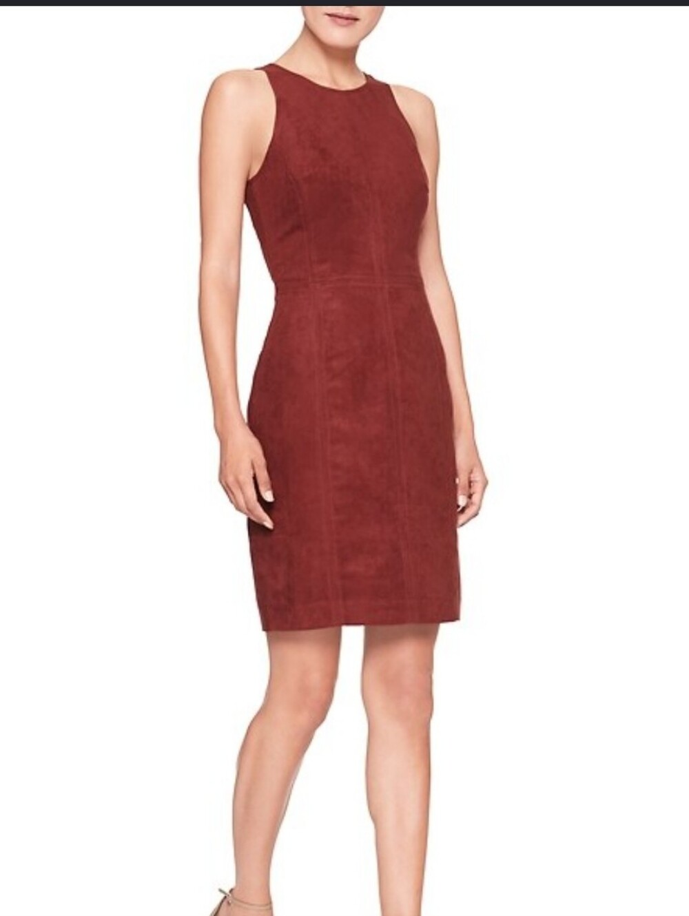 Banana Republic Rust Suede-Look Sleeveless Mini Dress